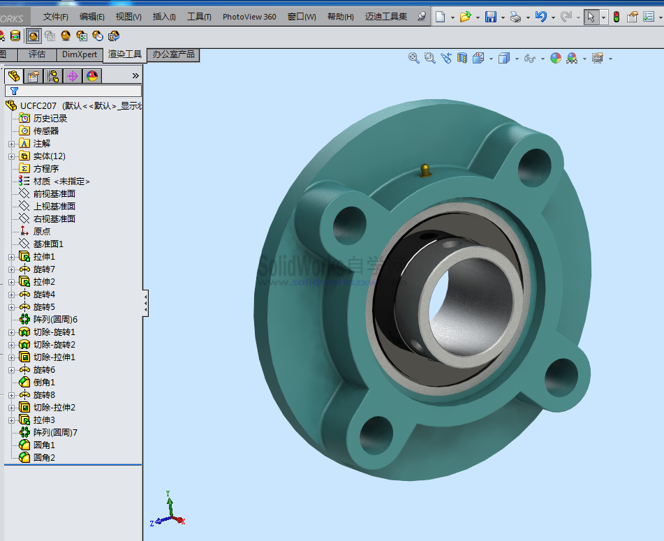 UCFC200带圆形座顶丝外球面球轴承模型库下载