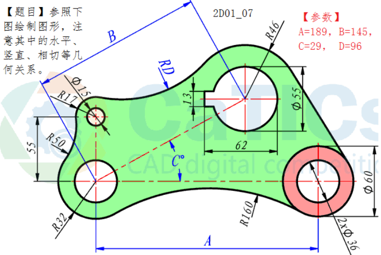 SolidWorks草图练习题之catics2D01_07