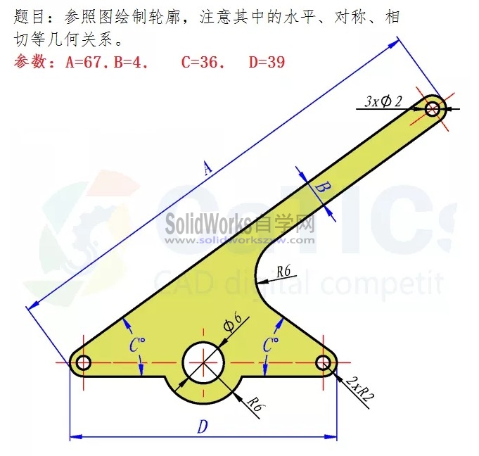 SolidWorks草图练习题之catics2D03-01