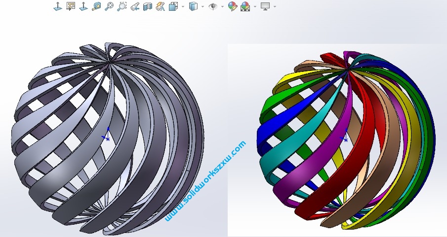 SolidWorks零件颜色修改方法,特征、面、实体都可以单独添加颜色