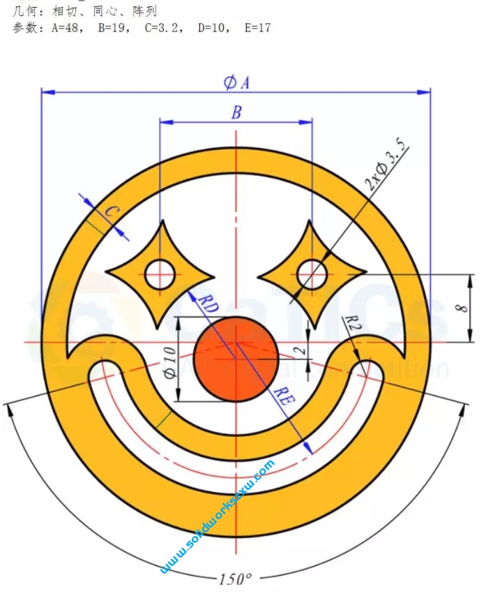 SolidWorks草图练习题之catics2D06_L07