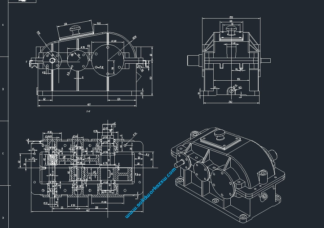 SolidWorks二级齿轮减速机模型下载