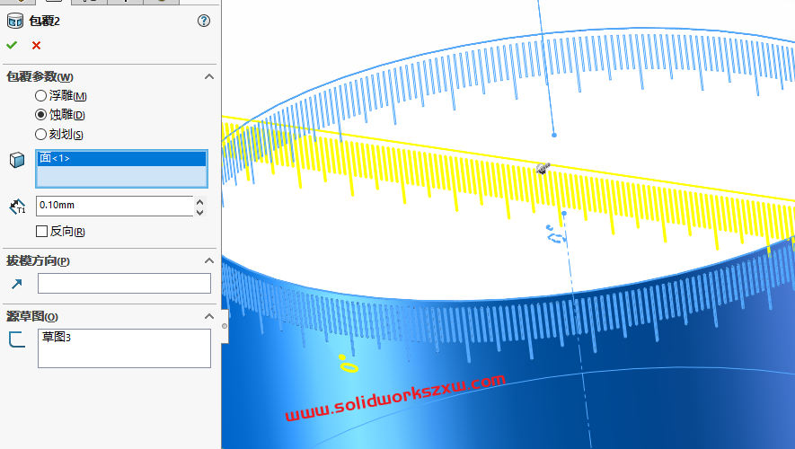 SolidWorks圆柱刻度盘怎么画?实例步骤讲解