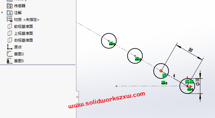SolidWorks草图怎么沿自己画的斜线线性阵列？