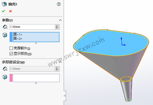 SolidWorks练习题之漏斗的绘制,放样命令巩固练习