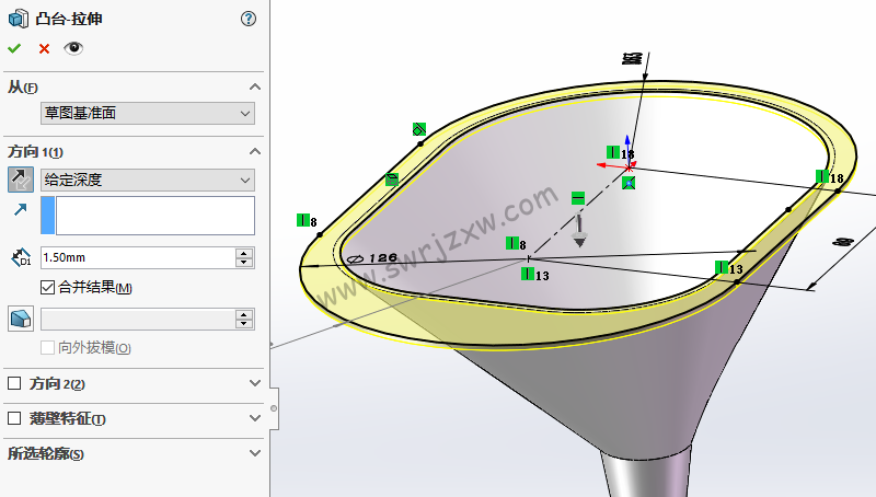 SolidWorks练习题之漏斗的绘制,放样命令巩固练习