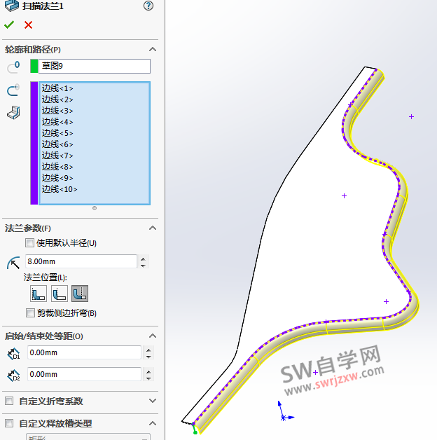 SolidWorks扫描法兰怎么用?钣金扫描法兰避免失败错误有技巧