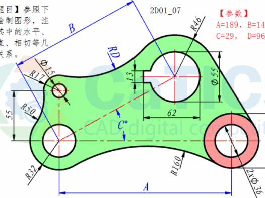SolidWorks草图练习题之catics2D01_07