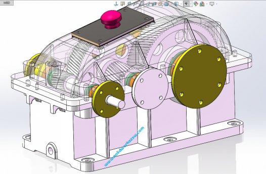 SolidWorks二级齿轮减速机模型下载